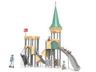 Castel cu două turnuri pentru loc de joacă cu tobogane - BGL-8607 imagine principala